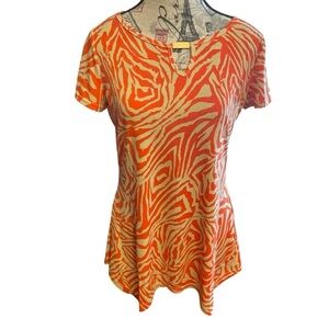 Carolyn Taylor Orange and Tan Short Sleeve Top